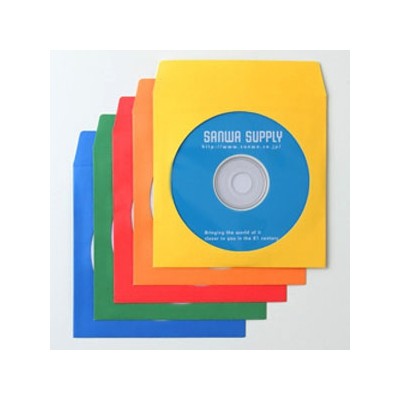 サンワサプライ DVD・CDペーパースリーブケース 1枚収納 ミックスカラー 100枚セット FCD−PS100MXN