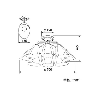 LEDランプ交換型シャンデリア 〜14畳用 非調光 LED電球7.8W×8 電球色 E26口金 ランプ付 CD−4332−L 山田照明 おしゃれ 北欧 インテリア 天井照明 高級感 ホテル モダン