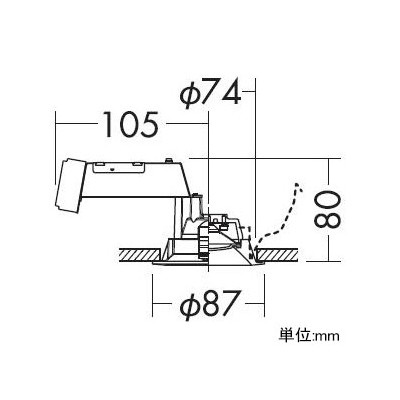 LEDベースダウンライト 小径タイプ 高気密SB形 非調光タイプ 昼白色 白熱灯60Wタイプ 防滴形 DDL-8789WW