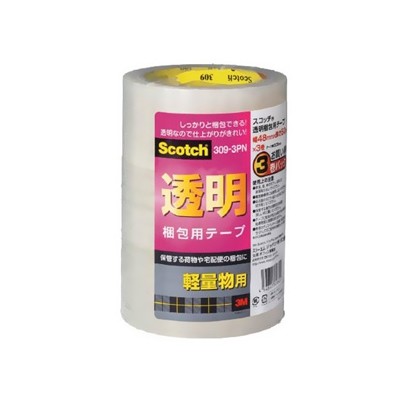 スコッチ 透明梱包用テープ 軽量物用 48mm×50m 3巻入 309−3PN