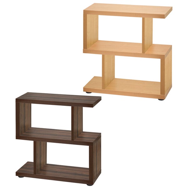 オープンラック デザインラック 2段 奥行30 S字ラック 見せる収納 ジグザグ 板 厚い 本棚 ラック