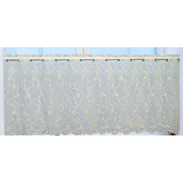 ボイル刺繍 カフェカーテン 小花刺繍カフェ 小窓 グリーン 日焼け防止 間仕切り 北欧 おしゃれ 目隠し シンプル モダン 和室 洋室 寝室 シンプル モダン