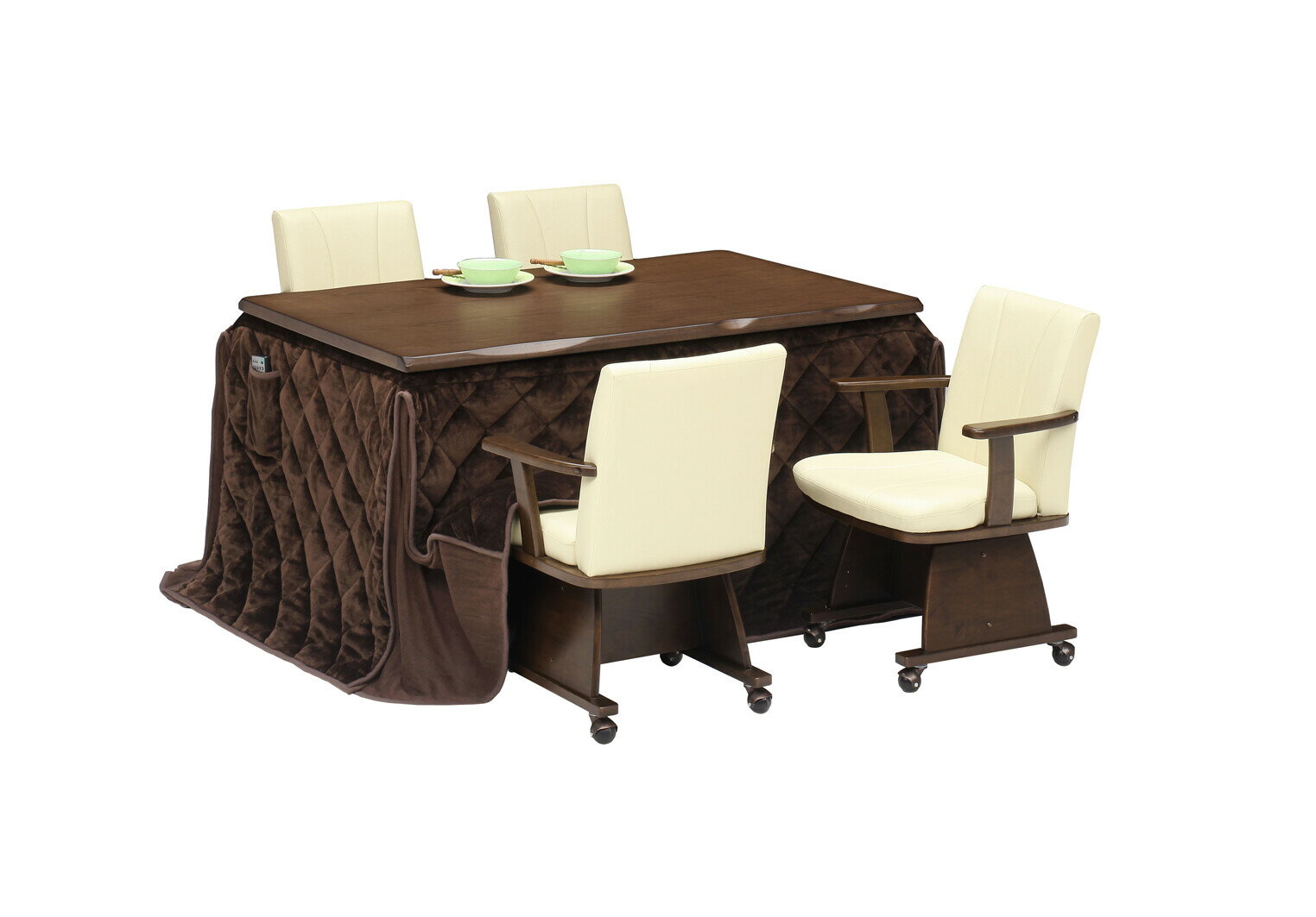 ハイタイプ こたつテーブル ダイニングこたつ こたつ単品 高脚用 長方形 135×85 木目 4人掛け用 4人用 ダイニングテーブル シンプル 炬燵 コタツ むさしII ライトブラウン ダークブラウン