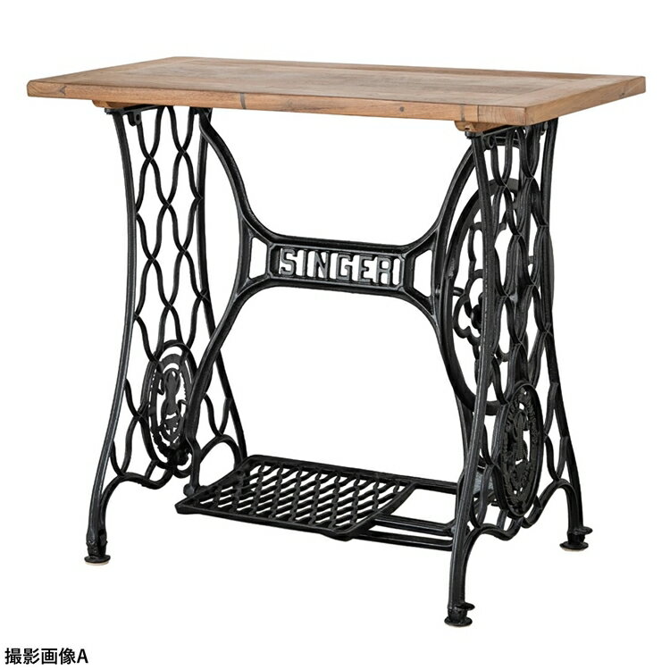 チーク無垢×個性的なアンティーク脚が魅力 90ミシンテーブル シンバ/ienowa 作業台 机 パソコンデスク ワークデスク おしゃれ アンティーク