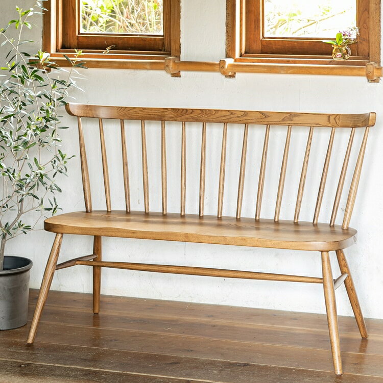 アッシュ無垢材のダイニング用ベンチ ienowa/120背付ベンチ コクリコ 食卓ベンチ 椅子 いす 木製 おしゃれ 高級感