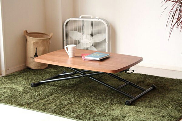 リフトテーブル リビングテーブル 幅90cm キャスター ウォールナット センターテーブル 昇降テーブル 食卓テーブル 机 作業台 カフェ インダストリアル 西海岸 ブルックリン 男前インテリア おしゃれ