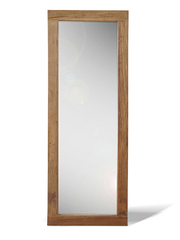 スタンドミラー (60cm×160cm) アルミラー 古材 オールドニルム アンティーク調 ヴィンテージ 木製 立て掛け 鏡 姿見 ジャンボミラー 男前インテリア ブルックリン おしゃれ
