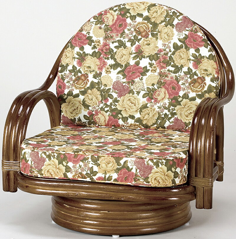 天然籐回転チェア ハイタイプ 高座椅子 回転座椅子 完成品 アームチェア 和風 和モダン 和室 レトロ 和テイスト 花柄 肘掛け フロアチェア 古風 いす 椅子 イス ざいす