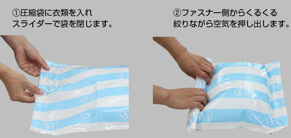 荷物をコンパクトに！ 簡単衣類圧縮袋 手巻き 旅行用 衣類収納袋 衣類収納 圧縮パック 掃除機不要 2