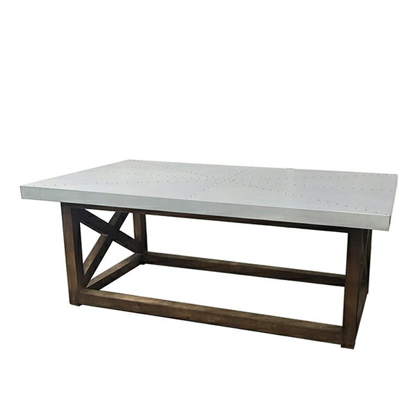 古材 コーヒーテーブル ジンクトップ 亜鉛天板 幅120cm テーブル サイドテーブル コーヒーテーブル センターテーブル 机 作業台 木製 ブルックリン 西海岸 男前インテリア おしゃれ