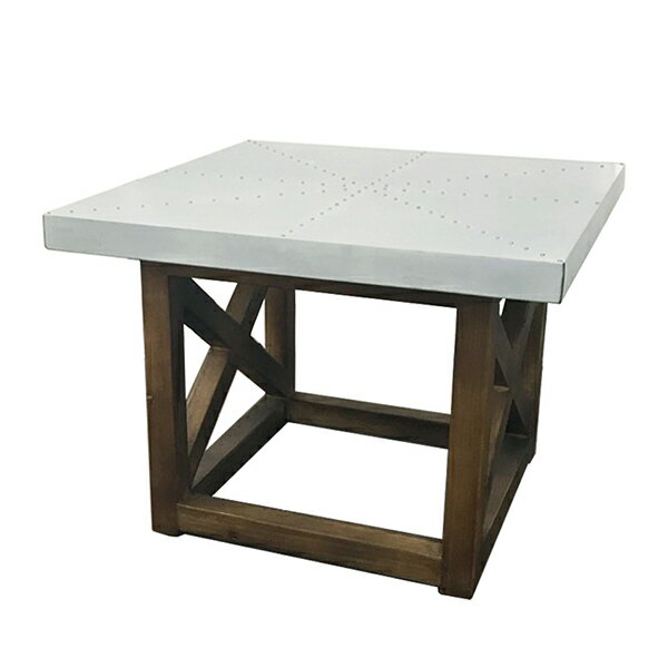 古材 コーヒーテーブル ジンクトップ 亜鉛天板 幅60cm テーブル カフェテーブル センターテーブル 机 作業台 木製 インダストリアル ブルックリン 西海岸 男前インテリア おしゃれ