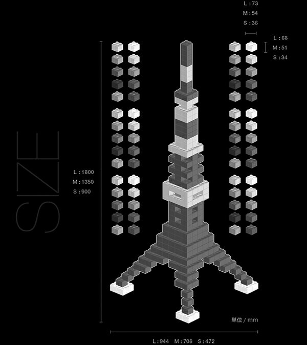 転写 大判 高級 ウォールステッカー「ブロック・東京タワー ベーシック」キッズ おしゃれ 壁傷 汚れ隠し インテリア キッチン リビング 子供部屋 トイレ 壁紙 壁シール かわいい 北欧