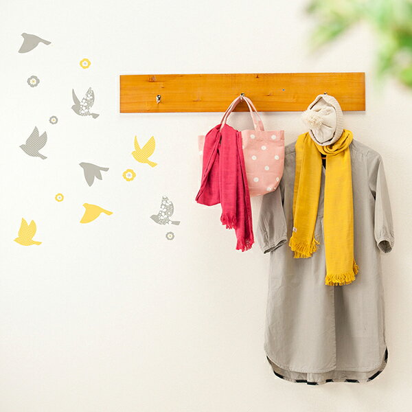 ウォールステッカー「まぶしい鳥たち」A4 フチなし シール おしゃれ インテリア 鳥 壁傷 汚れ隠し インテリア キッチン リビング 子供部屋 トイレ 壁紙 壁シール かわいい 北欧 送料無料