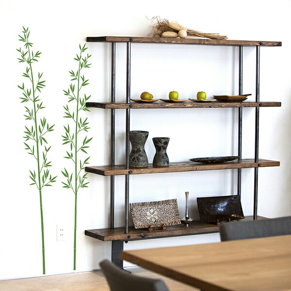 ウォールステッカー「笹の葉 グリーン」大判 1m フチなし 転写 おしゃれ インテリア 植物 和柄 木 壁傷 汚れ隠し インテリア キッチン リビング 子供部屋 トイレ 壁紙 壁シール かわいい 北欧 送料無料