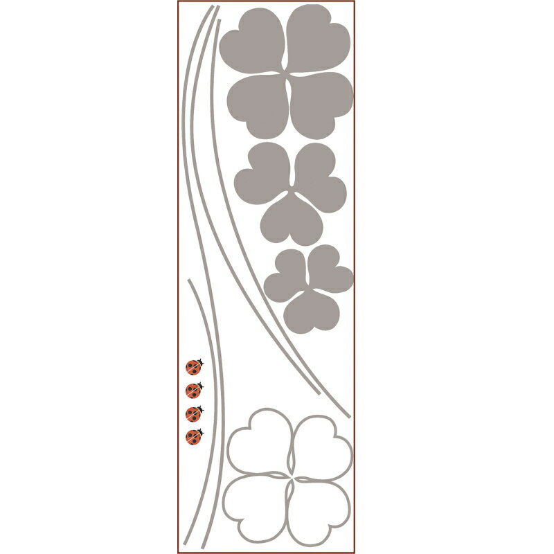 ウォールステッカー「四葉のクローバー グレー」大判 1m フチなし 転写 おしゃれ 植物 壁傷 汚れ隠し インテリア キッチン リビング 子供部屋 トイレ 壁紙 壁シール かわいい 北欧 送料無料