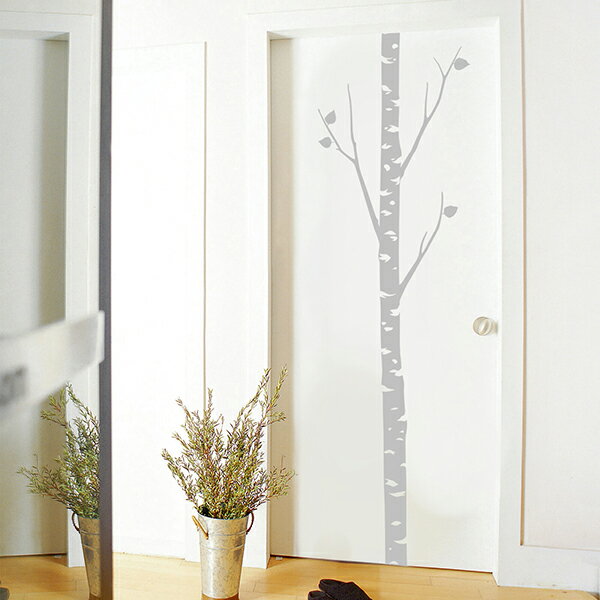 ウォールステッカー「白樺 グレー」大判 1m フチなし 転写 おしゃれ インテリア 植物 木 壁傷 汚れ隠し インテリア キッチン リビング 子供部屋 トイレ 壁紙 壁シール かわいい 北欧 送料無料