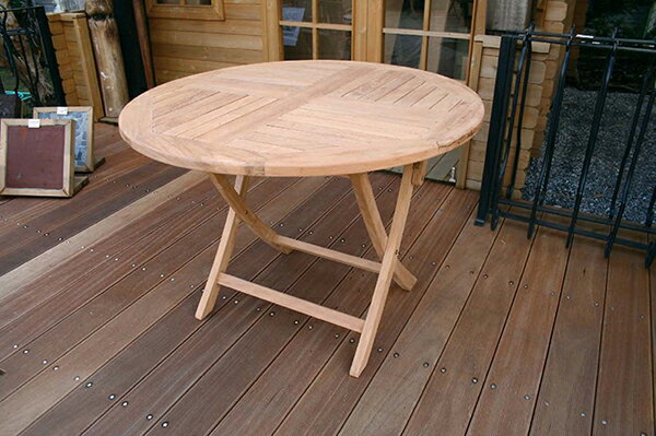 折り畳み丸テーブル 単品 チーク 木製 折りたたみ ガーデンテーブル 机 テラス アウトドア おしゃれ モダン