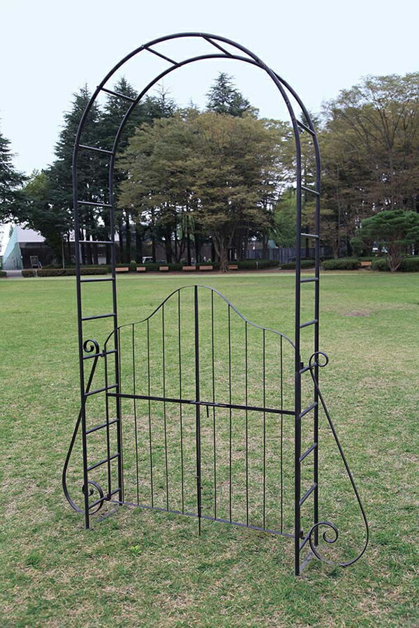 門扉付アーチ ガーデンアーチ フェンス アイアンアーチ 門 エントランス エクステリア ロマンチック お..
