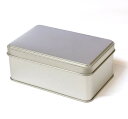ブリキ缶 無地 角 1点 NO.6 シルバー 銀色 保管容器 BOX 小物入れ 小物収納 シンプル 四角形