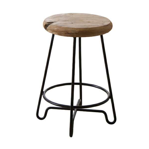 ラウンドスツール 腰掛け 木製 天然木 アイアン 丸型 円型 イス 椅子 チェアー オットマン 玄関 キッチン 台所 リビング コンパクト レトロ モダン 北欧 ブルックリン 西海岸 男前 インテリア おしゃれ シンプル アンティーク 高級感