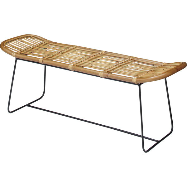 ダイニングベンチ 幅121cm 2人掛け 完成品 食卓椅子 チェアー チェア ダイニングチェアー イス 椅子 ラタン アイアン 二人掛け 2人掛け ベンチチェア 北欧 おしゃれ アンティーク 西海岸ブルックリン