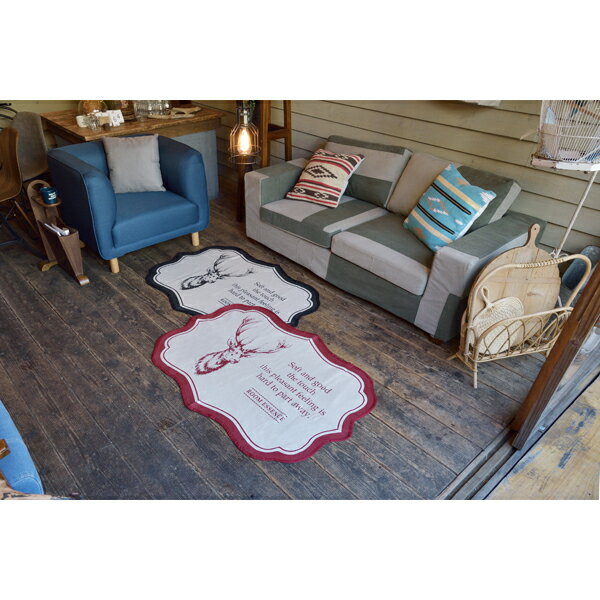 ラグマット 幅90×奥行130cm ラグ マット かわいい インテリア フロアマット おしゃれ 敷物 リビング ダイニング フローリング コットン 綿 玄関マット バスマット レッド 3