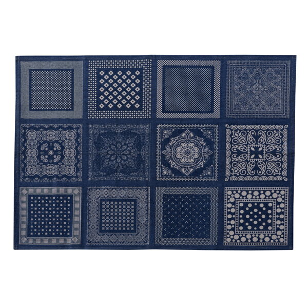 176 cm X 261 cm - ラグ マット 90x130cm 柄 コットン 綿 ラグマット フロアマット デザイン ラグ カーペット じゅうたん 絨毯 リビングラグ センターラグ シンプル おしゃれ 高級感 北欧 ブルー