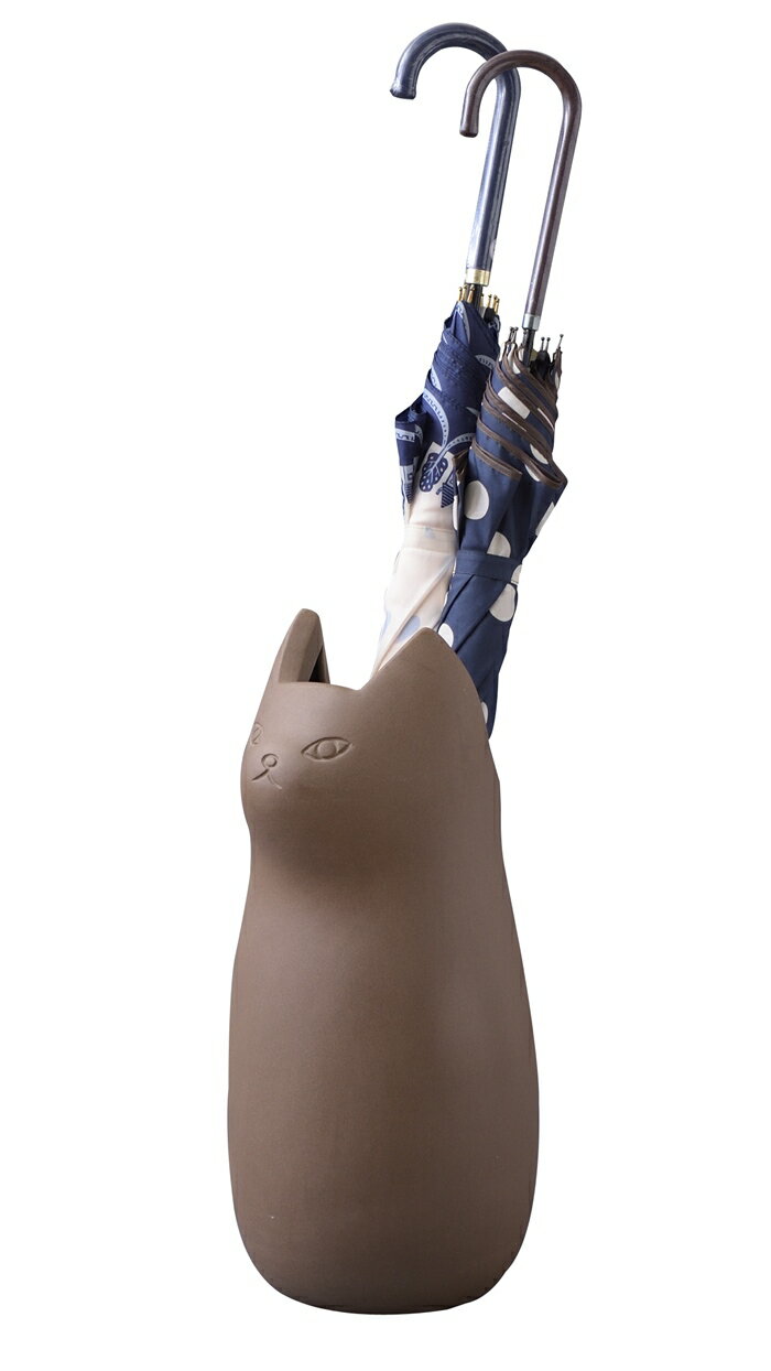 傘立て ブラウン 陶器 ねこ かわいい おしゃれ キャット 傘置き 傘入れ 猫 インテ...