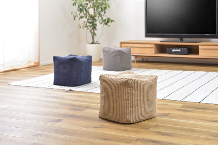 ミニビーズクッション ベージュ W30×D30×H30 おしゃれ シンプル クッション ビーズ...
