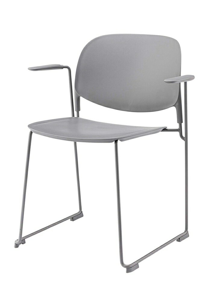 アームチェア グレー ダイニングチェア スチール 肘掛け付き おしゃれ かわいい シンプル スタッキング 積み重ね いす 椅子 食卓椅子 カフェ 北欧 ミッドセンチュリー モダン 高級感 ワークチェア オフィスチェア