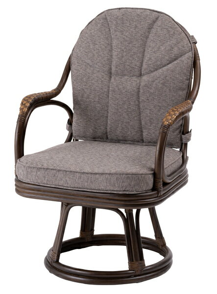 ラタン回転チェア グレー 高座椅子 リラックス パーソナルチェア 1人掛け ソファー アジアン 和風 おし..