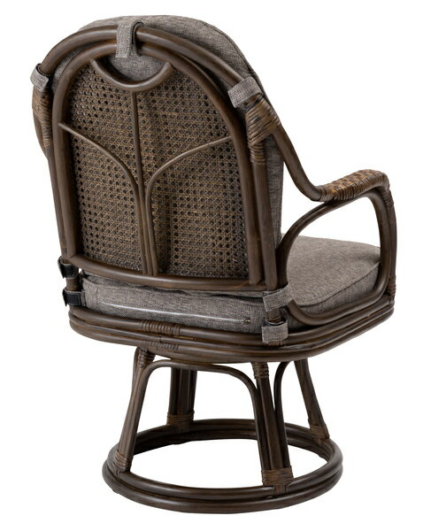 ラタン回転チェア グレー 高座椅子 リラックス パーソナルチェア 1人掛け ソファー アジアン 和風 おしゃれ [2]