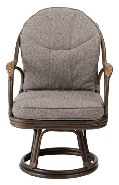 ラタン回転チェア グレー 高座椅子 リラックス パーソナルチェア 1人掛け ソファー アジアン 和風 おしゃれ [3]