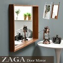 ZAGA 壁掛け 吊りミラー ウォールミラー 飛散防止加工 アンティーク 桐材 木枠 鏡 姿見 軽量 玄関 トイレ 洗面鏡 洗面所 カガミ かがみ おしゃれ