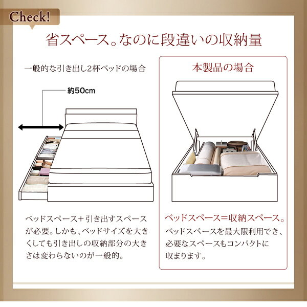 跳ね上げ式ベッド セミダブル 【組立設置付】 日本製 跳ね上げベッド 薄型スタンダードボンネルコイルマットレス付き 横開き 深さラージ 収納ベッド ガス圧 コンセント付き セミダブルベッド (Clory クローリー) 送料無料 [2]