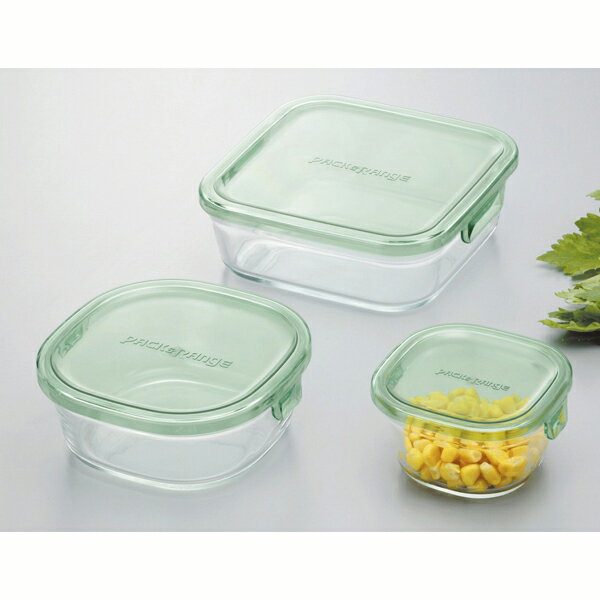 送料無料 パック＆レンジ 角型3点セット グリーン