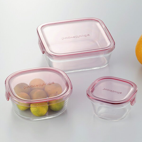 送料無料 パック＆レンジ 角型3点セット ピンク