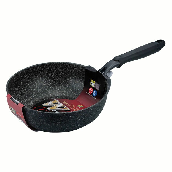 Ih Incompatible - ダブルマーブルα IH対応ディープパン24cm 焼き物 炒め物 キッチン おしゃれ 調理器具 アルミニウム合金 ふっ素樹脂加工
