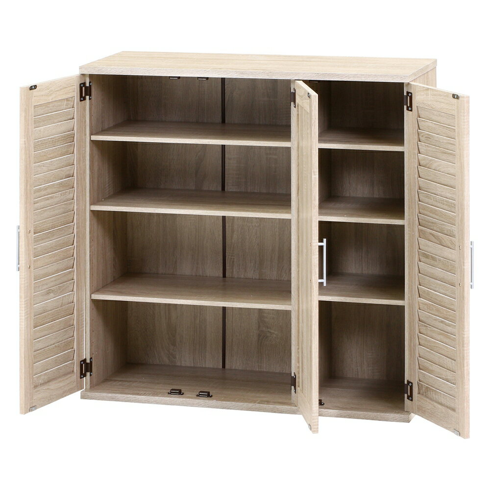 ルーバー＆ミラー付きシューズボックス 幅90cm ホワイトオーク 下駄箱 おしゃれ シューズ ボックス シューズラック スリム 鏡付き 可動棚 大容量収納 玄関収納 靴箱 通気性 2