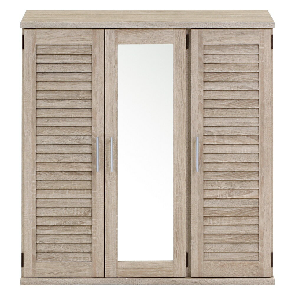 ルーバー＆ミラー付きシューズボックス 幅90cm ホワイトオーク 下駄箱 おしゃれ シューズ ボックス シューズラック スリム 鏡付き 可動棚 大容量収納 玄関収納 靴箱 通気性 3