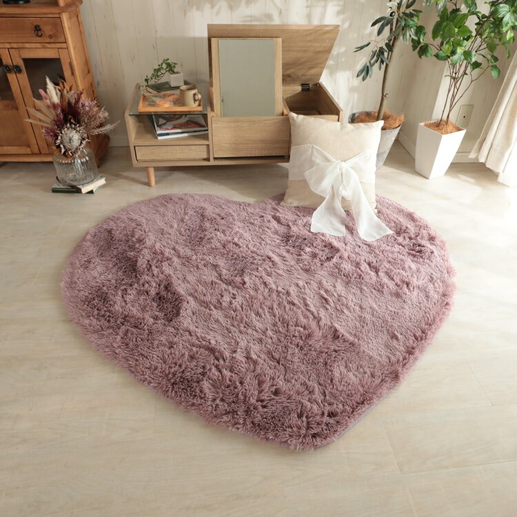 6帖用（261 cm×352 cm） - 150x130cm シフォン (ハート型) PU オールドローズ 洗える すべり止め オールシーズン ウレタン 抗菌防臭効果 おしゃれ シンプル レトロ モダン ホットカーペット 床暖房対応