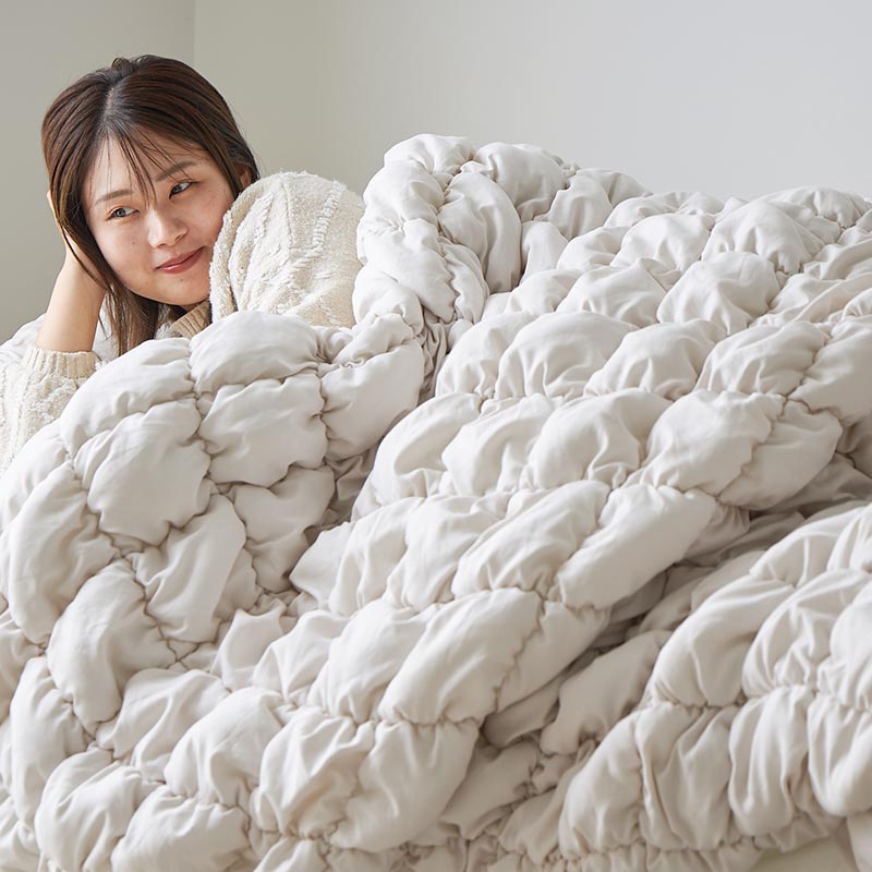 ぽこぽこキルティング 掛け布団カバー 枕カバー ダブルサイズ 3点セット 190x210cm...