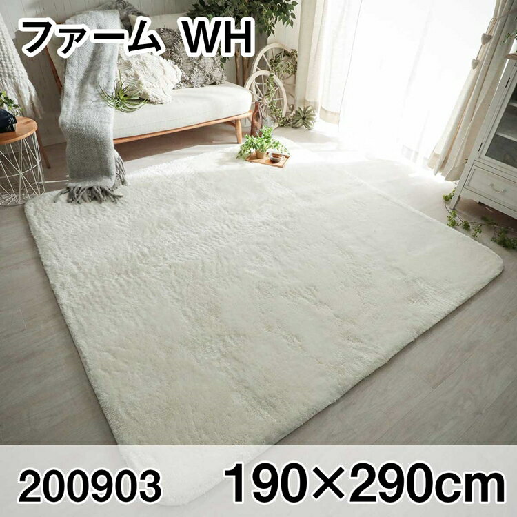 261 cm X 440 cm - ファーム 190x290cm WH ラグ マット リビングラグ センターラグ すべり止め加工 洗える ウレタン オールシーズン おしゃれ ホットカーペット 床暖房 高級感