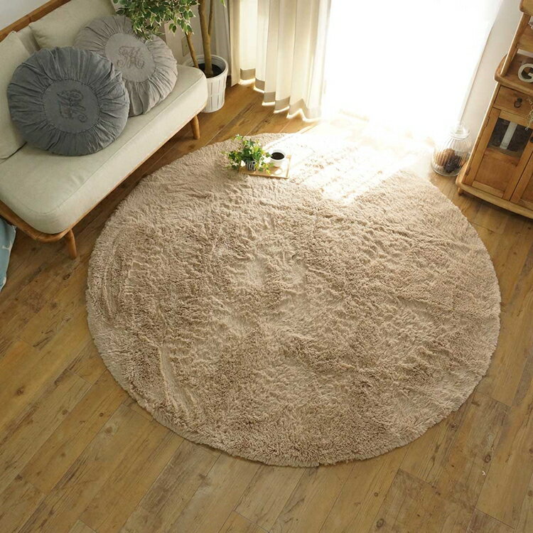176 cm X 352 cm - 95cm円形 シフォン BE ミルクティ 洗える すべり止め オールシーズン ウレタン 抗菌防臭効果 おしゃれ シンプル レトロ モダン ホットカーペット 床暖房対応