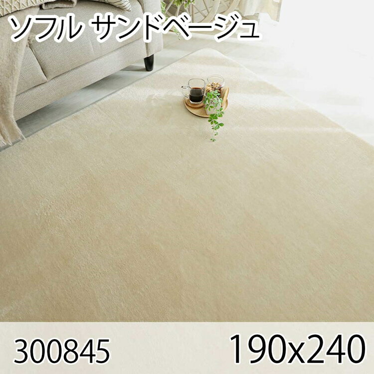261 cm X 352 cm - ソフル 190cmx240cm サンドベージュ ラグ マット リビングラグ すべり止め加工 洗える 撥水 低反発ウレタン オールシーズン おしゃれ ホットカーペット 床暖房 高級感