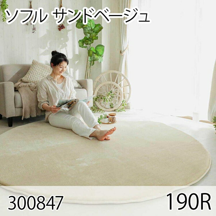 261 cm X 440 cm - ソフル 190R サンドベージュ ラグ マット リビングラグ すべり止め加工 洗える 撥水 低反発ウレタン オールシーズン おしゃれ ホットカーペット 床暖房 高級感