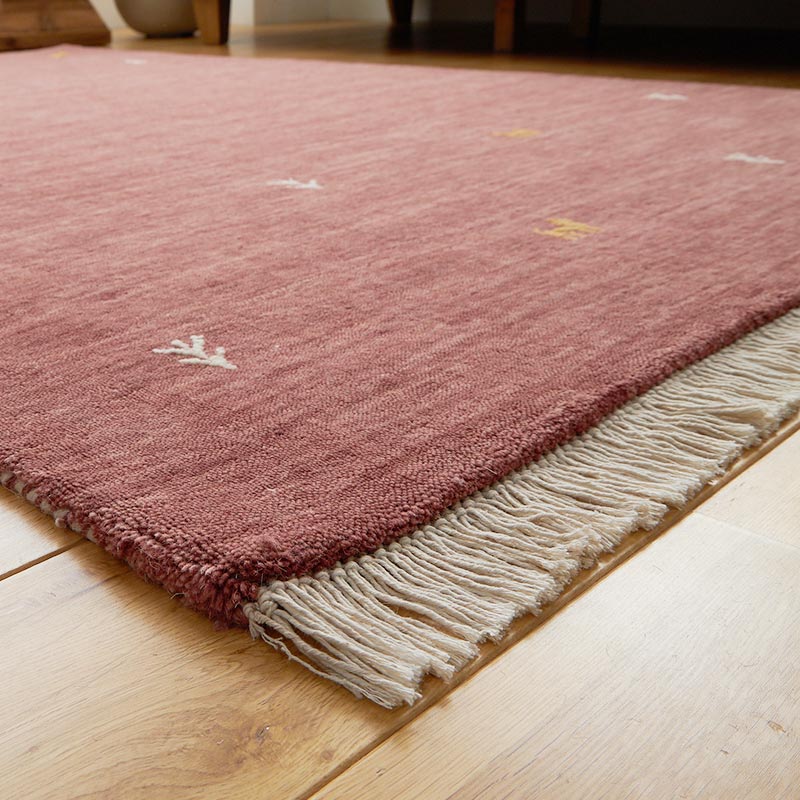 ラグ カーペット 190x240cm レッド ギャッベ おしゃれ かわいい レトロ 和モダン 和風 カジュアル 北欧 玄関ラグ 春夏秋冬 オールシーズン 一年中 耐久性 薄手 [3]