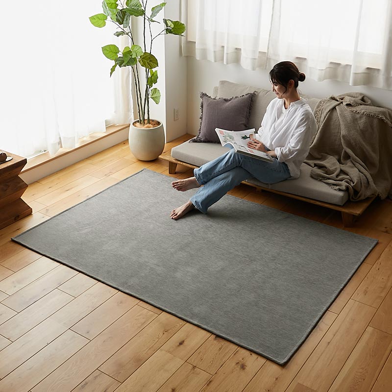 Character Pattern - ラグカーペット 190x300cm グレー 洗える 洗濯機対応 ラグマット すべり止め付き はっ水 おしゃれ シンプル 北欧 モダン カジュアル ヘリンボーン 薄手 ホットカーペット対応 ウォッシャブル