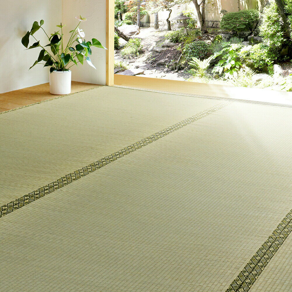 176 cm X 261 cm - い草ラグ6畳 い草 上敷 撥水加工付き 双目織 やわらかい い草 畳上敷き 畳 い草上敷き 6畳 本間 茣蓙 い草マット センターラグ リビングラグ マット 備前 本間6畳（約286×382cm） はっ水 汚れ 拭ける コンパクト ござ 和風 カーペット 防カビ 高級感 モダン シンプル