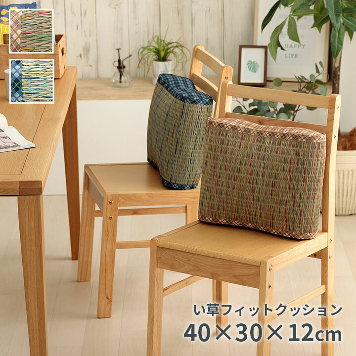 クッション 大フィット 腰当 い草 チェック柄 調湿 空気清浄 お手入れ簡単 約40×30×12cm おしゃれ 和モダン 背当て 腰当て リビング 足枕 まくら 送料無料